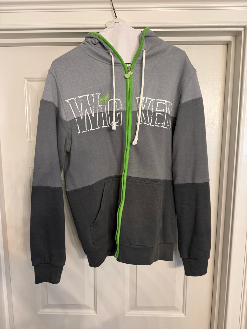 Wicked Grey Panel Zip-Up Hoodie with Lime Green Trim